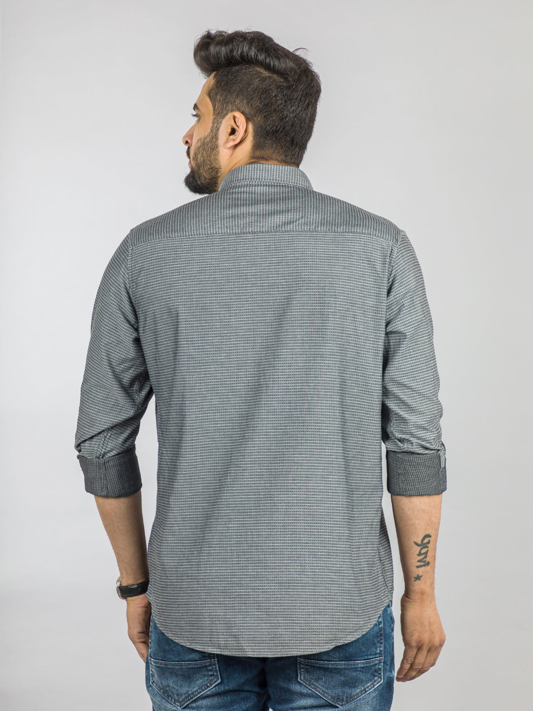 T-shirt With Attached  Solid Metal Grey Shirt