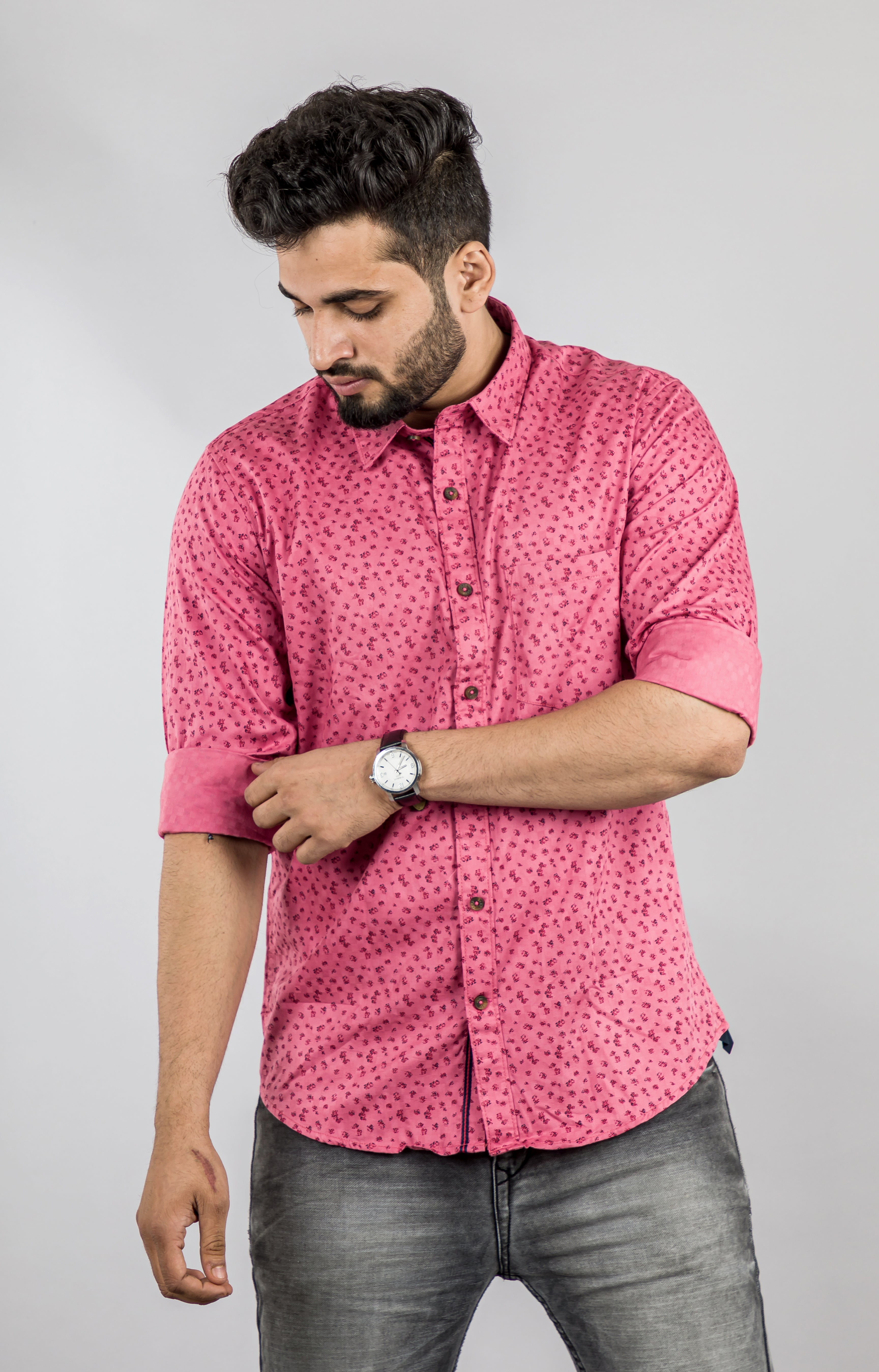 Men's Watermelon Pink Printed Shirt