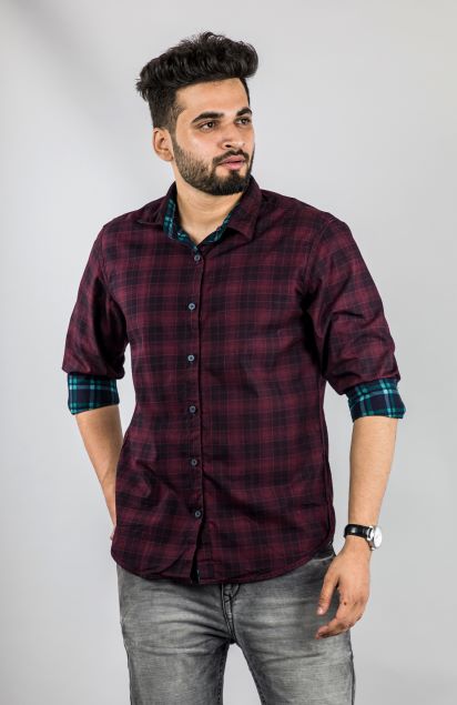 Men's Teal & Maroon Reversible Shirt