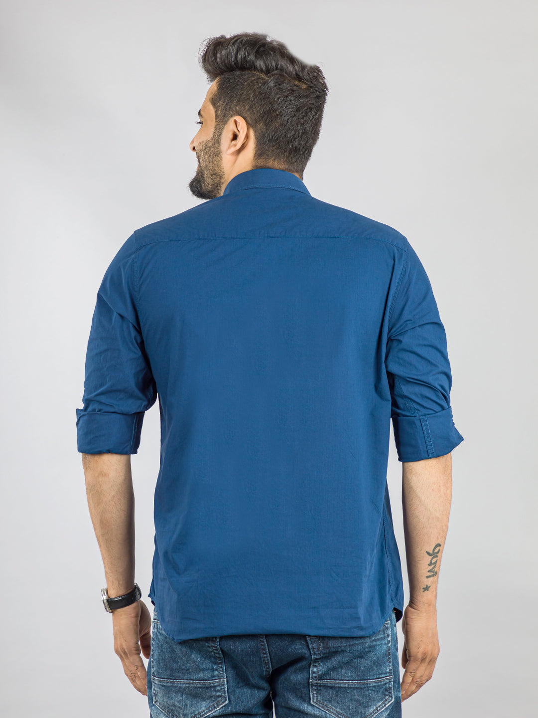 T-Shirt With Attached Solid  Blue Shirt