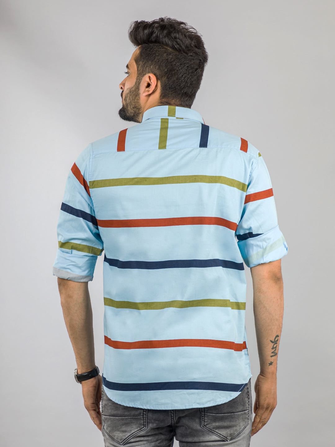 Baby Blue Horizontal Stripes  Shirt