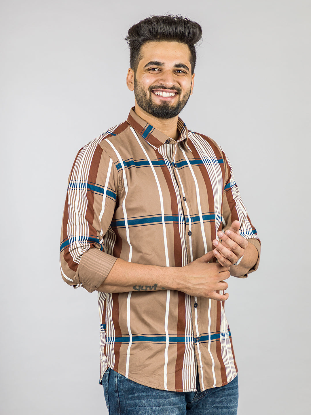 Toffee Brown  Window Check Shirt