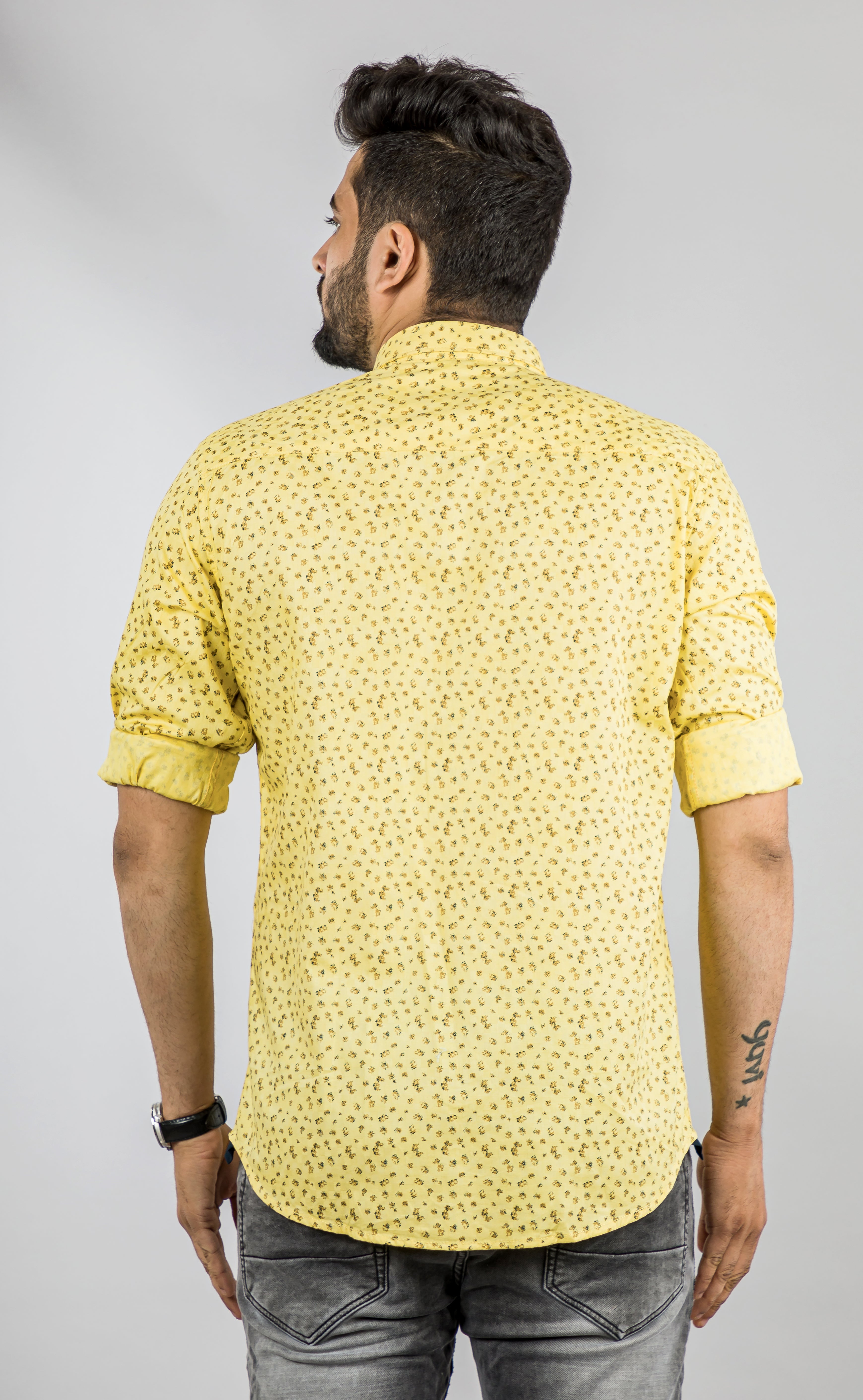 Men's Corn Yellow Printed Shirt