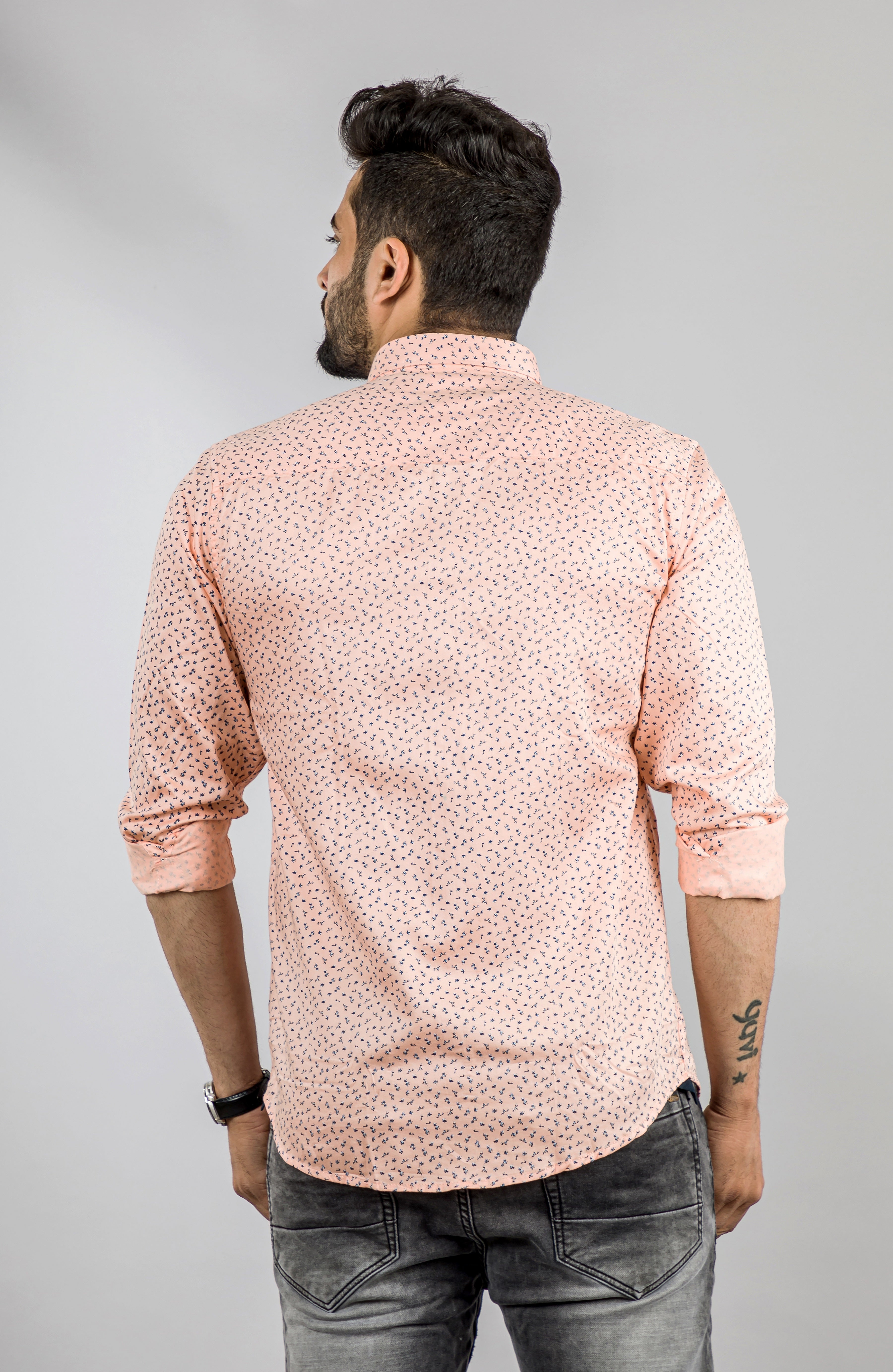 Men's Peach Printed Shirt