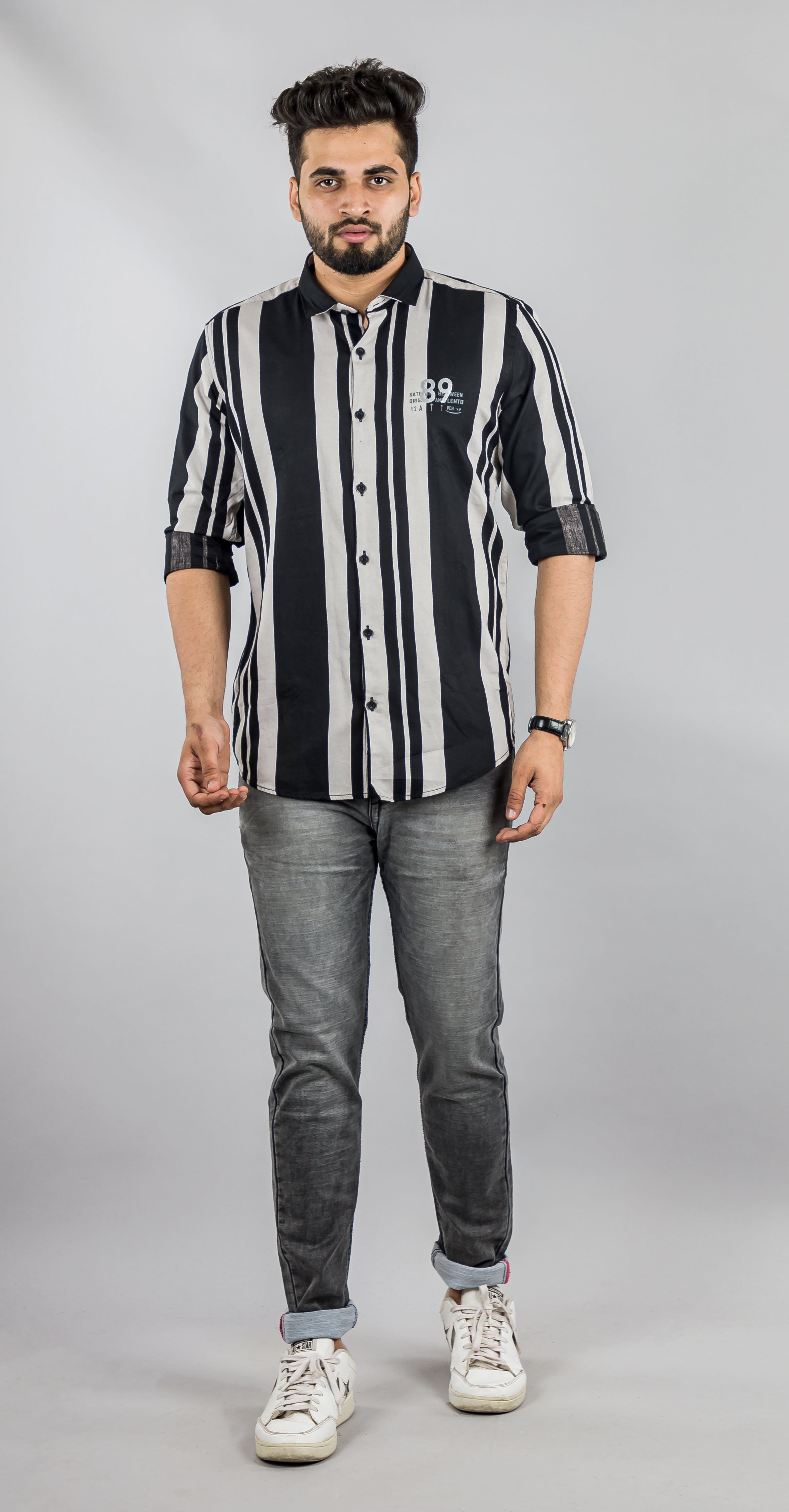 Barcode Stripes Black Shirt