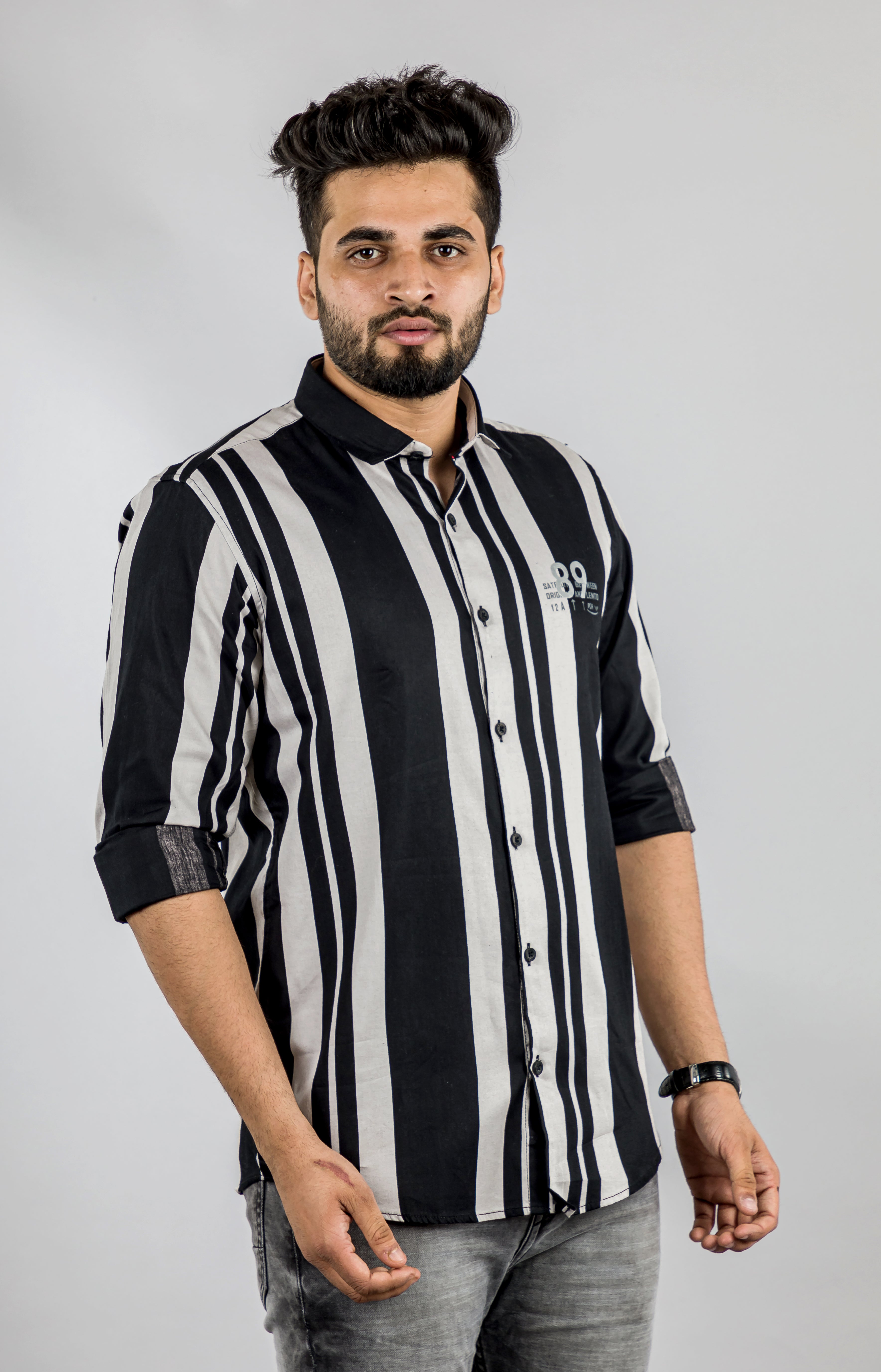 Barcode Stripes Black Shirt