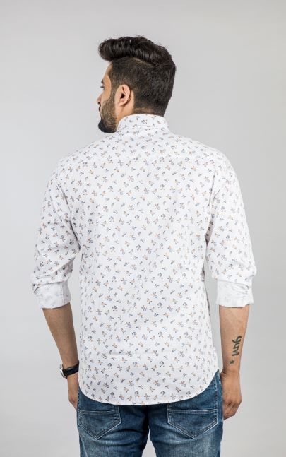 Men's Snow White Flower Printed Shirt