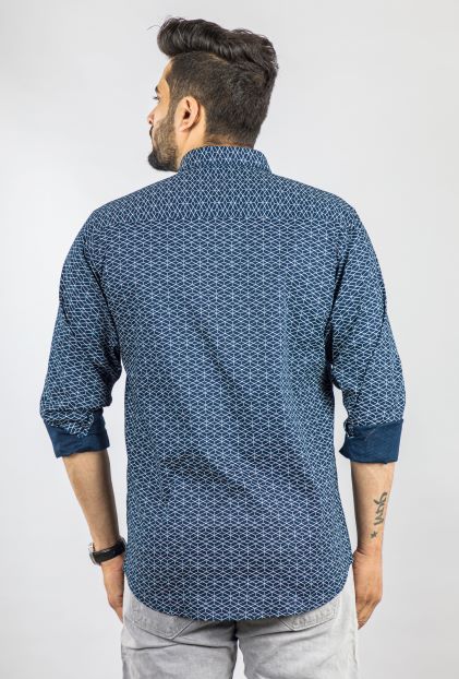 Men's Spruce Blue Trellis Printed Shirt