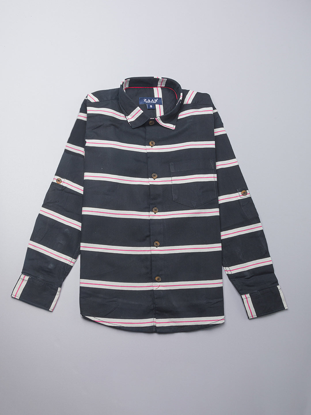 Kid's T-Shirt  With Attached Denim Blue Stripes Shirt