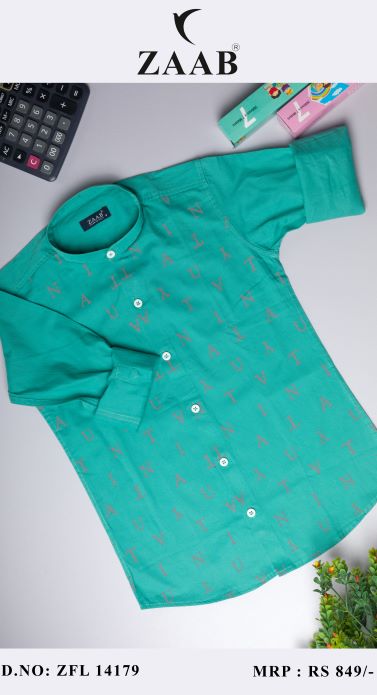 Kid's Seafoam Green Alphabet Printed Shirt