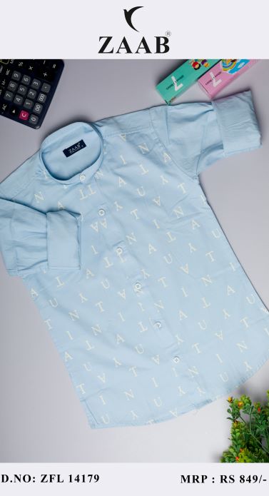 kid's Baby Blue Alphabet Printed Shirt