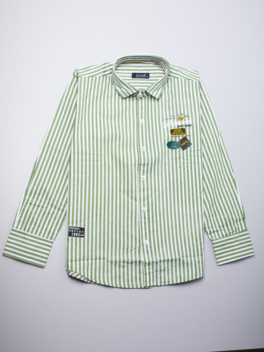 Kid's Moss Green Candy Stripes Shirt