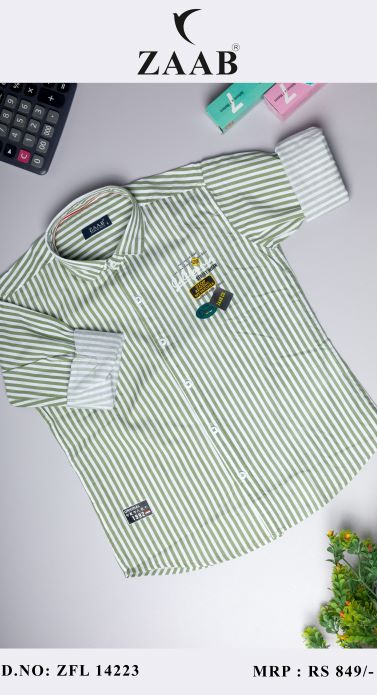 Kid's Moss Green Candy Stripes Shirt