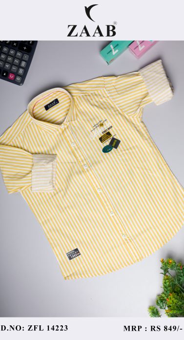 Kid's Lemon Yellow Candy Stripes Shirt