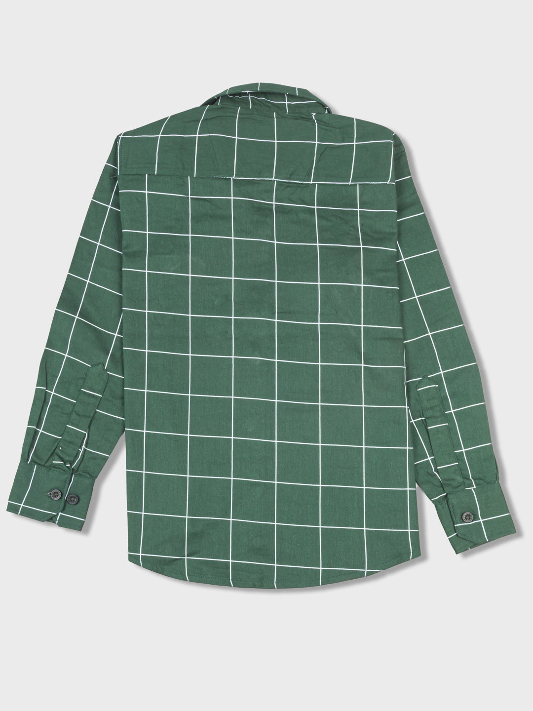 Kid's Olive Green Window Checked Shirt