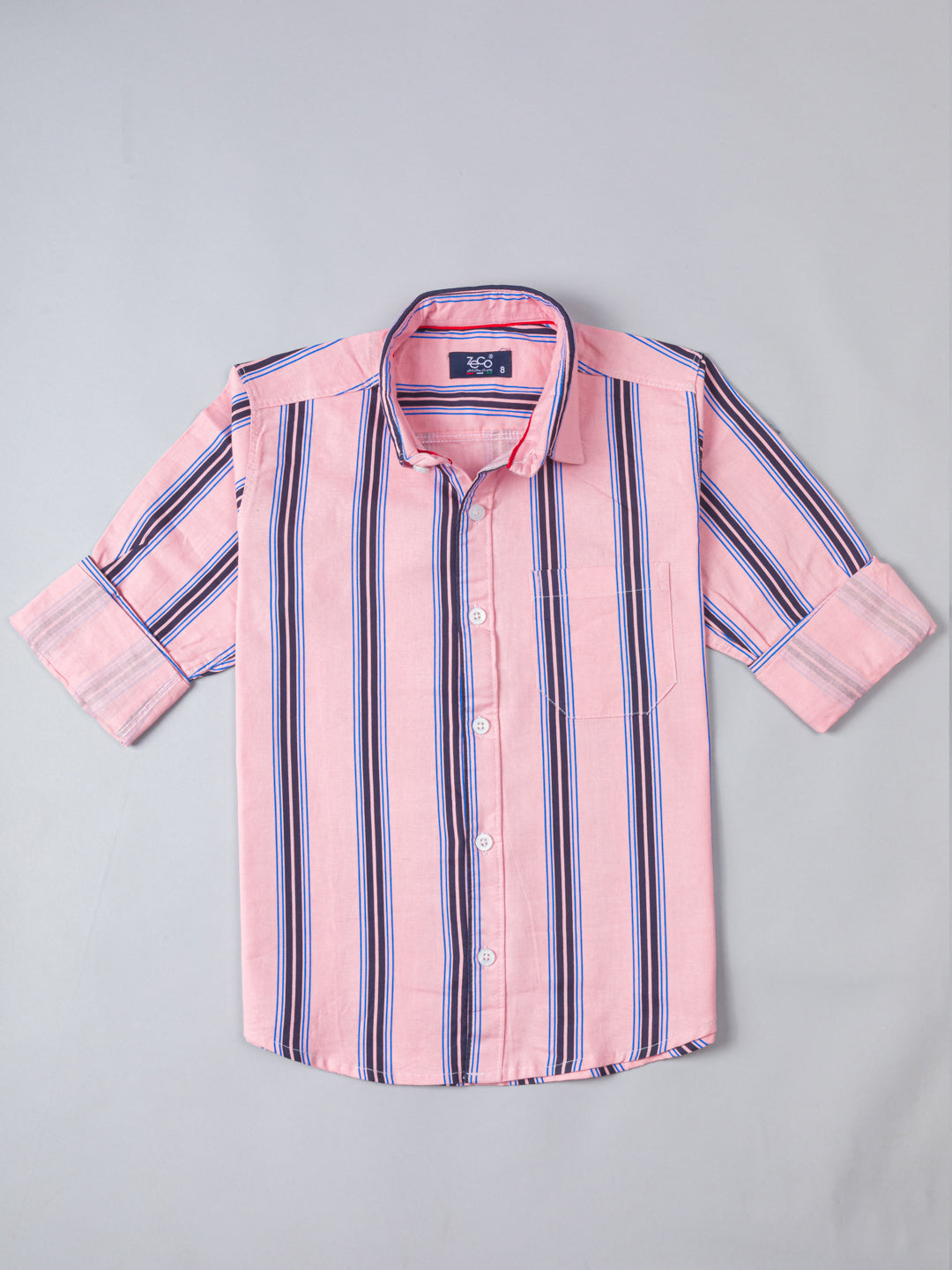 Kid's Flamingo Pink Banker Stripes Shirt