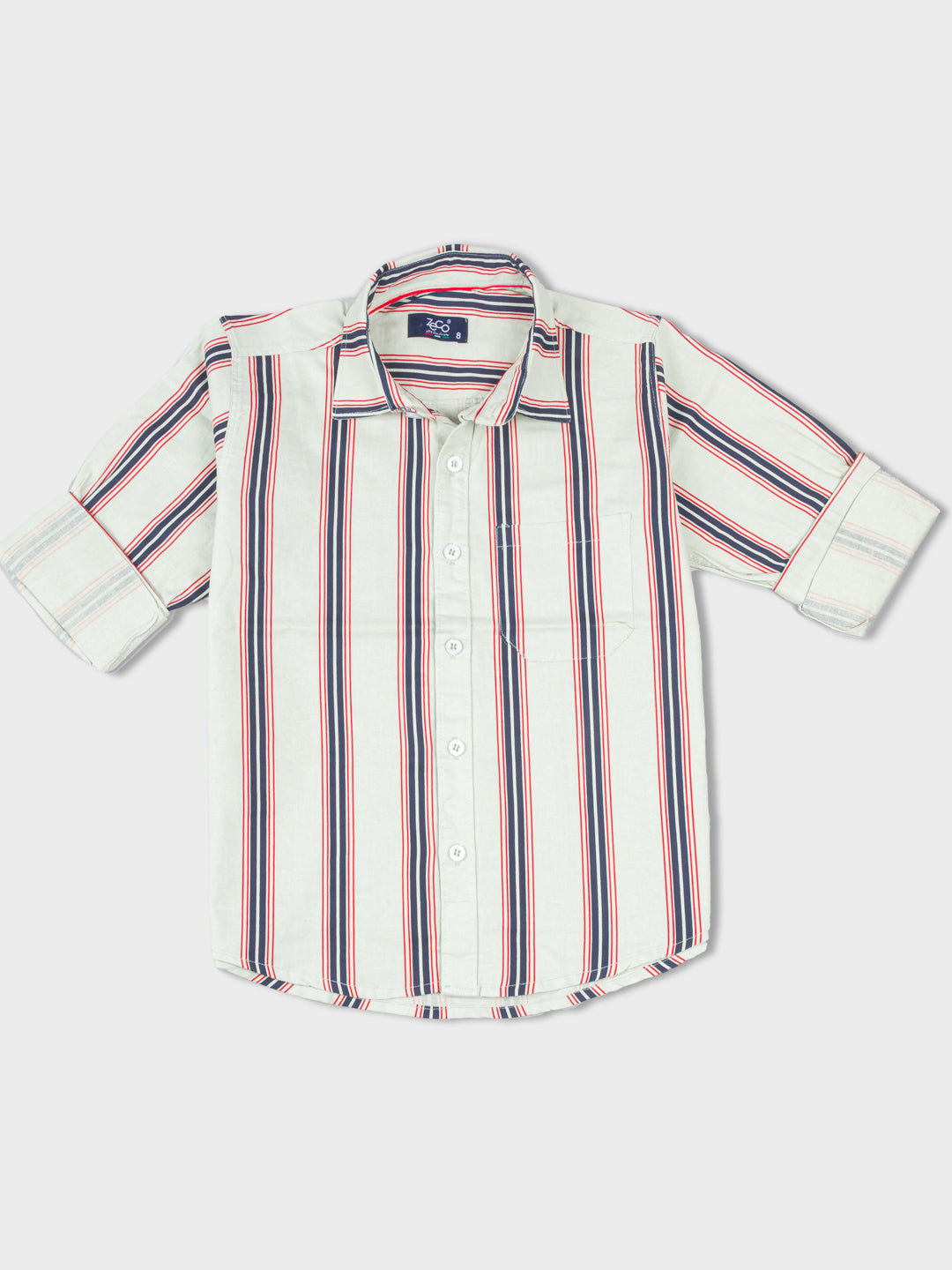 Kid's Pearl Gray Banker Stripes Shirt