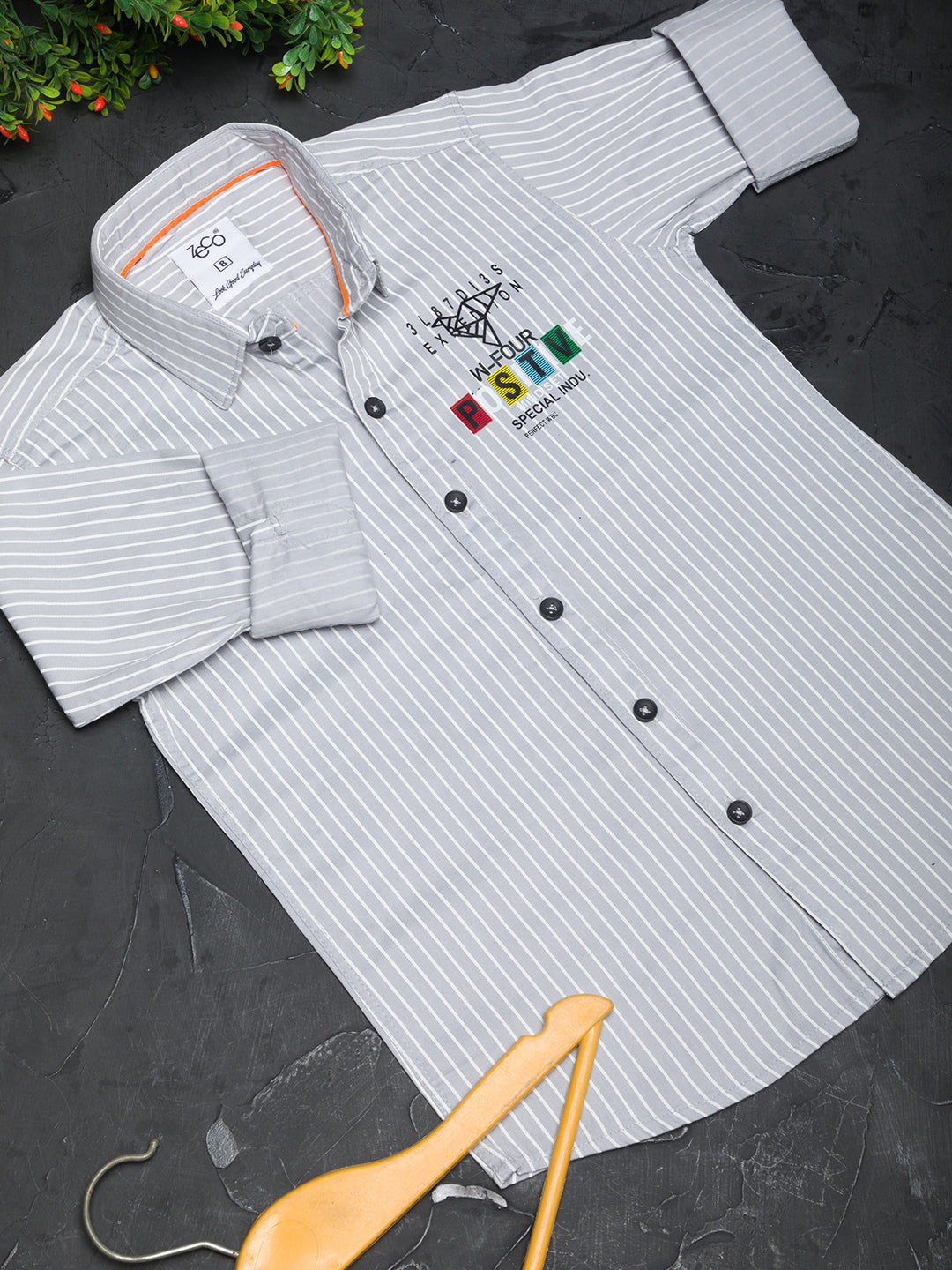 Kid's Dove Gray Pencil Stripes Shirt