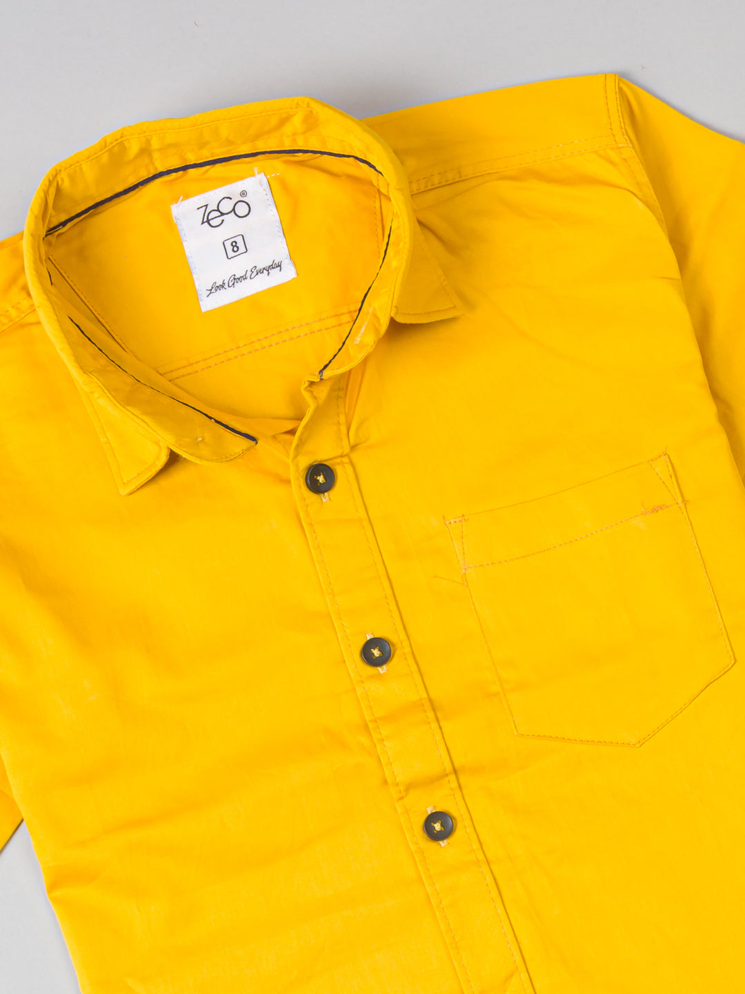 Kid's Solid Lemon Yellow Shirt